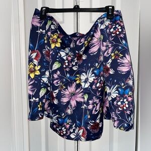 NWT HIGHLINE COLLECTION size XL Floral Blue Purple Yellow Red Flowers Skirt